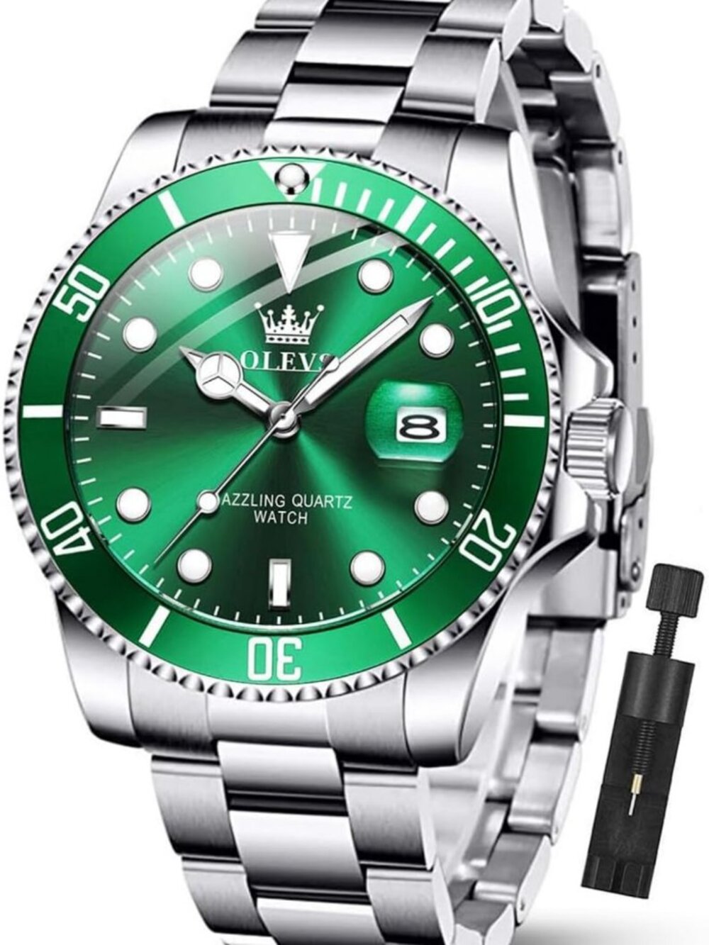 Luxury Men's Waterproof Quartz Watch - Big Stainless Steel Analog Timepiece